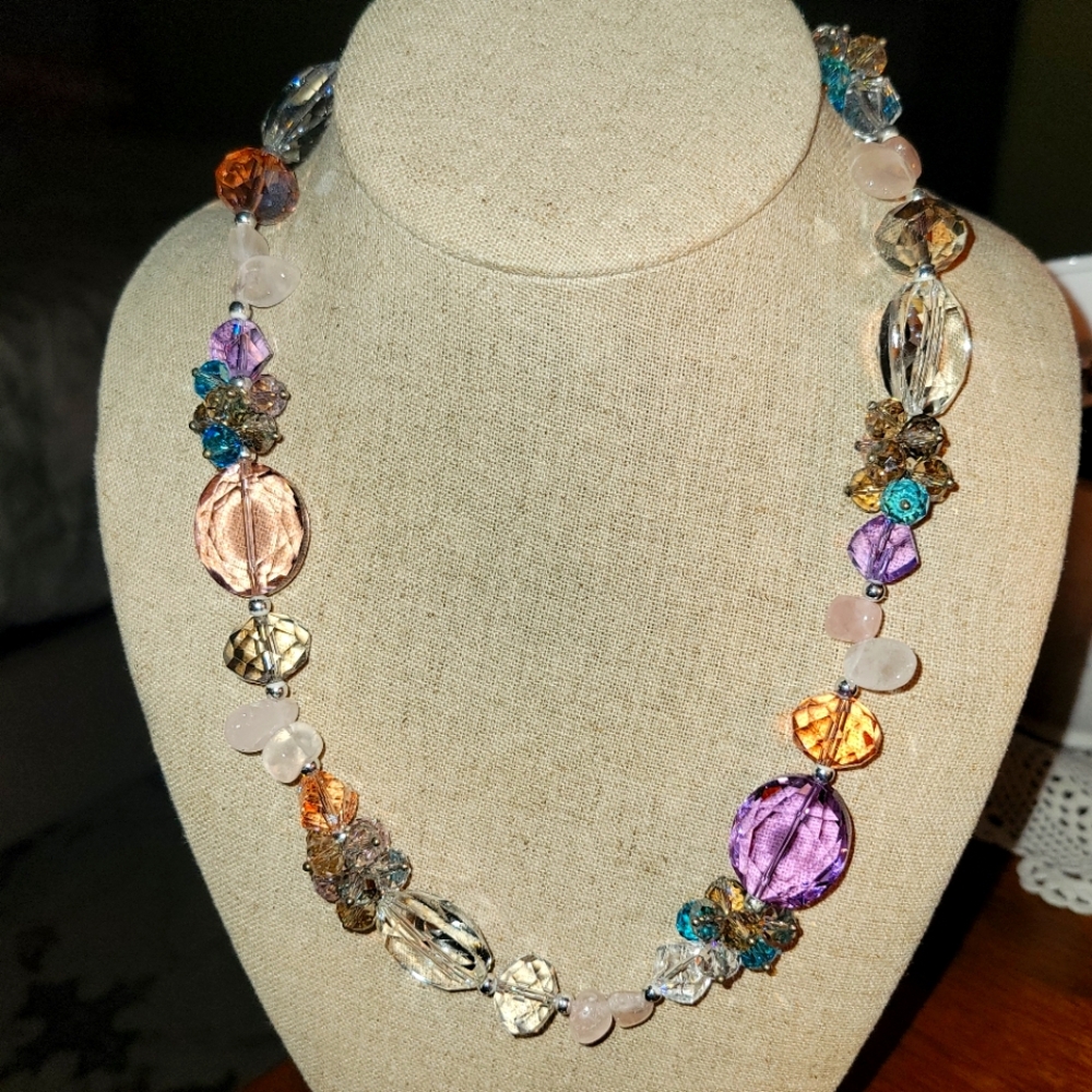 Multicolor Crystal beautiful 18"      Beaded Necklace